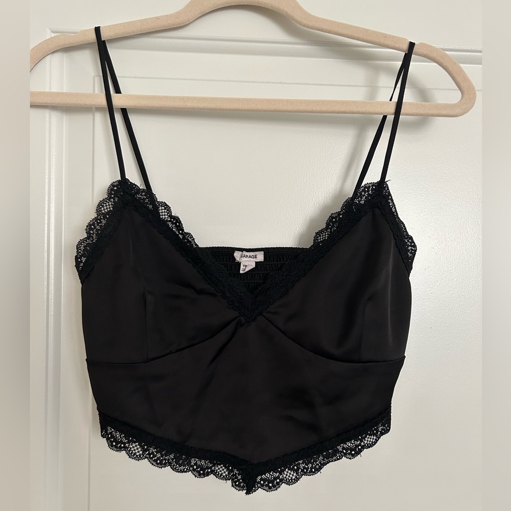 Garage - Black lace trimmed satin cami